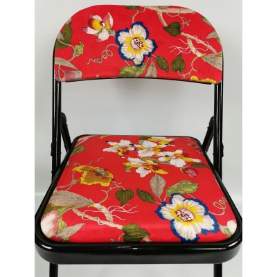 Сгъваем тръбен стол с флорални мотиви