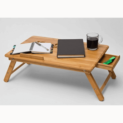 Бамбукова маса за лаптоп с вградени охладители, 50 х 30см
