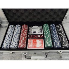 Покер комплект с 300 чипа и две тестета карти в алуминиев куфар