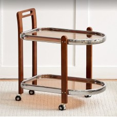 Помощна маса на колелца със стъклени плотове