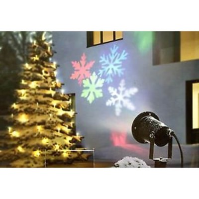 Коледен led лазер прожектиращ разноцветни снежинки