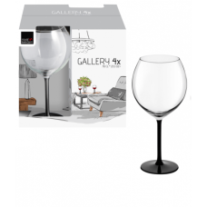 Чаши за вино 4 броя с черно столче