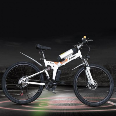 Електрически велосипед - сгъваем, бял и черен цвят