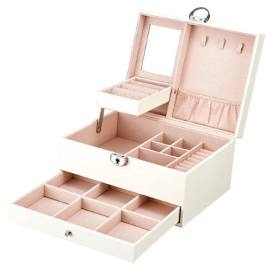 Луксозна кутия-куфар за бижута и козметика на две нива
