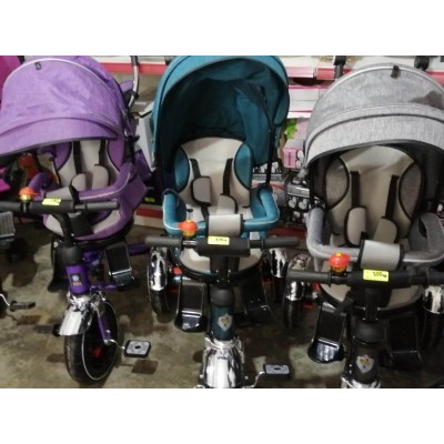 Детска триколка-колело, сенник, мелодии, предпазен борд, родителски контрол