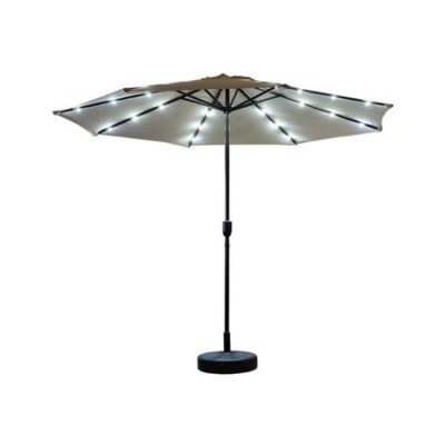 Градински чадър 3 метра, LED светлини, соларна батерия, чупещо рамо