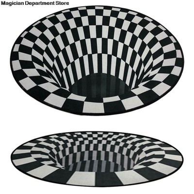 Противоплъзгащ кръгъл килим 3D илюзия 100см