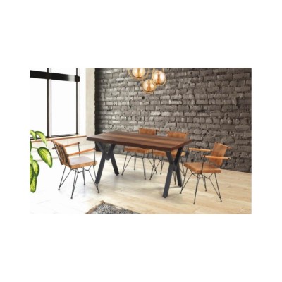 Трапезна маса с 4 стола Bedrock, дървен плот 140 х 75см
