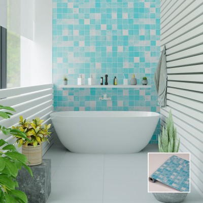 Винилов тапет синя мозайка C-2026-2, 10м х 45см, самозалепващ