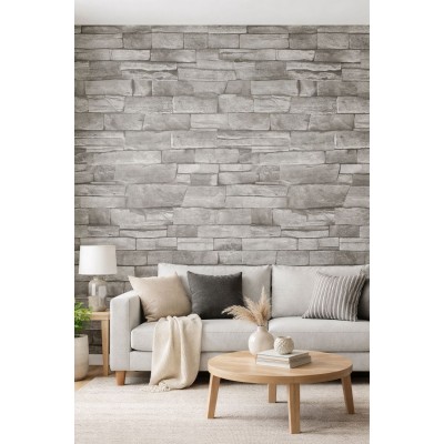 Винилов тапет сив камък A-2118, 10м х 45см, самозалепващ Винилов тапет сив камък A-2118, 10м х 45см, самозалепващ