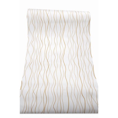 Винилов тапет B-5059, 10м х 45см, самозалепващ, бял фон на жълти нишки