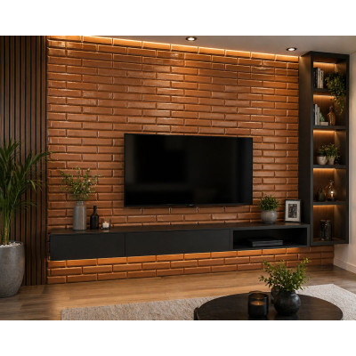 Тапет 3D тухли Bronzing, Модел X6, самозалепващ, 70 х 70см х 8мм