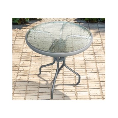 Метална кръгла маса със стъклен плот