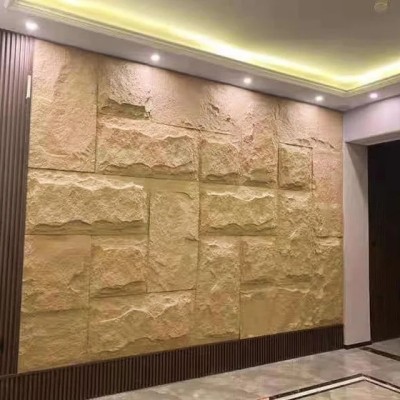 3D декоративни панели PU камък B-7 Golden Grain, вътрешен и външен монтаж, 60*120sm*48mm