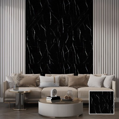 Интериорен панел тип мрамор QM-6001, 122 х 244см, черно и бяло