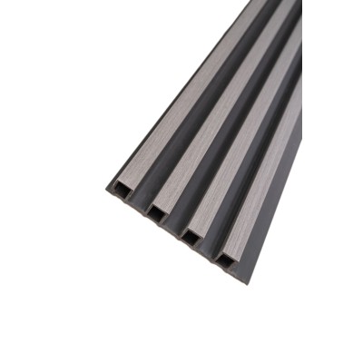 3D декоративни панели, 260х16см, WPC4, LK1018-Black, сиво с черна основа