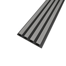 3D декоративни панели, 260х16см, WPC4, LK1018-Black, сиво с черна основа
