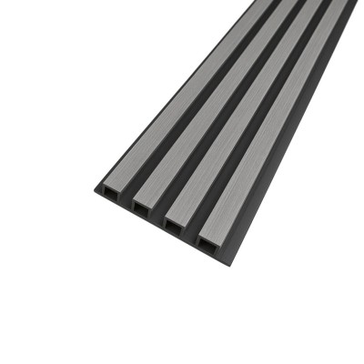 3D декоративни панели, 260х16см, WPC4, LK1018-Black, сиво с черна основа
