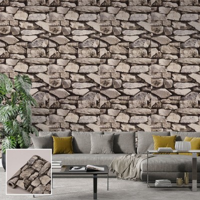 Ролков тапет винил Lux 203-1TI, Камъни, самозалепващ, 10м*53см