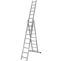 Алуминиева стълба 3 рамена х 11 стъпала, 150кг, H 6,9m