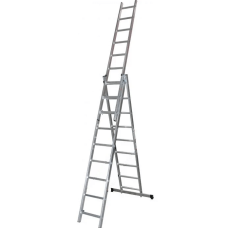 Алуминиева стълба 3 рамена х 11 стъпала, 150кг, H 6,9m