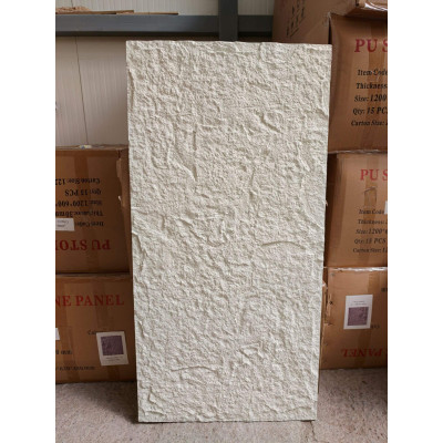 Декоративен панел за стени PU камък G005, 60*120*1.8см, бял