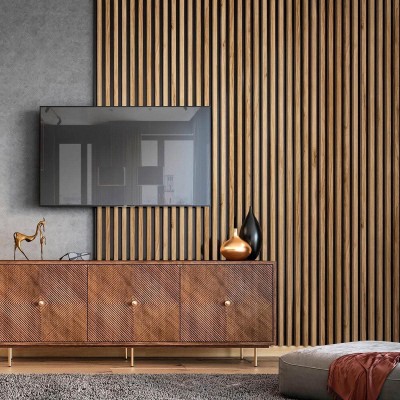 Акустични стенни 3D панели, дърво, 270*60см, светъл дъб