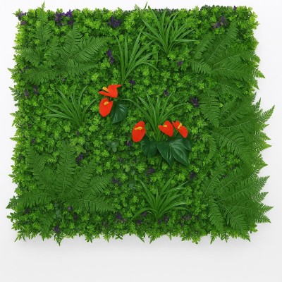 Декоративна изкуствена зелена стена с растения и цветя E005| 100 х 100 см| Red Paml Декоративна изкуствена зелена стена с растения и цветя E005| 100 х 100 см| Red Paml