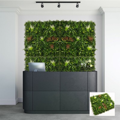 Декоративно изкуствено пано с растения E006 | 100 х 100 см| евкалипт и борови клонки Декоративно изкуствено пано с растения E006 | 100 х 100 см| евкалипт и борови клонки