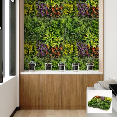 Зелено изкуствено пано с цветни акценти  E002|50х50 см|стени и и тавани Зелено изкуствено пано с цветни акценти  E002|50х50 см|стени и и тавани