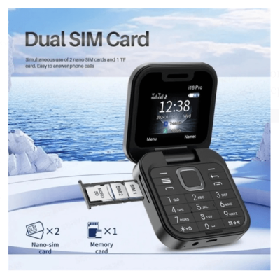 Мини сгъваем телефон i16 Pro| Dual sim Nano| Micro SD|1000 mAh