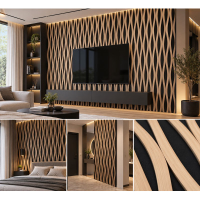 Акустичен панел мдф и филц S-M507, 270*60см, натурален дъб Акустичен панел мдф и филц S-M507, 270*60см, натурален дъб
