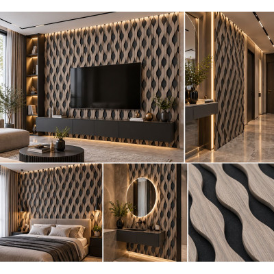 Акустичен панел мдф и филц J2427| 270*60см| декор и звукоизолация Акустичен панел мдф и филц J2427| 270*60см| декор и звукоизолация