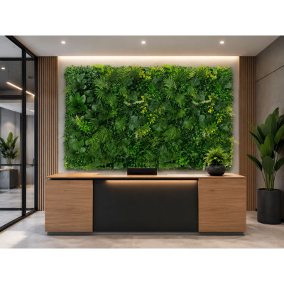 Зелено изкуствено пано с цветни акценти 012| 60*40см