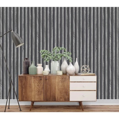 Ролков тапет 3D вертикални летви Сканди UGG234005 , 10м*53см, самозалепващ, сив цвят