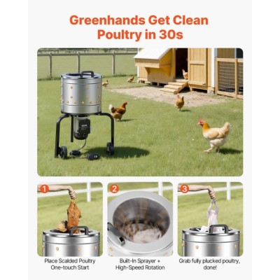 Машина за скубане на пилета, мобилна, 40см барабан Машина за скубане на пилета, мобилна, 40см барабан