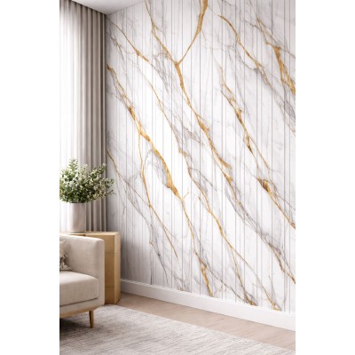 3D декоративен панел, 290х20см, WPC4, LJ800, мрамор със златни жилки 3D декоративен панел, 290х20см, WPC4, LJ800, мрамор със златни жилки