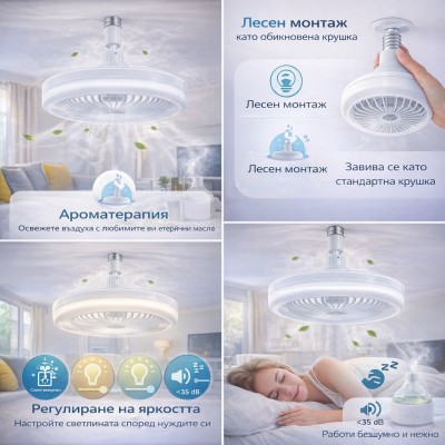 LED Мултифункционална лампа с вентилатор и ароматерапия