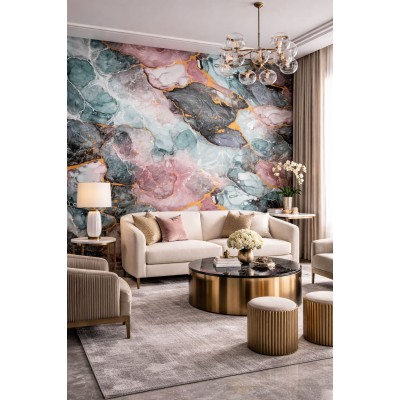 Мраморен 3D самозалепващ ролков панел 90654D1, 3м*1.2м