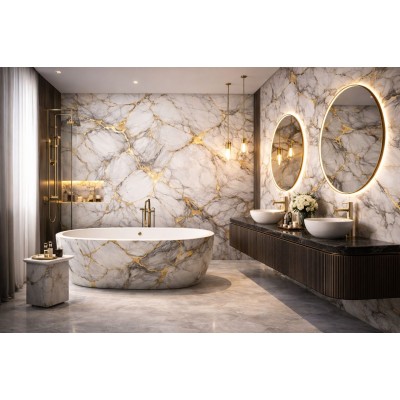 Мраморен 3D самозалепващ ролков панел 90660D1, 3м*1.2м