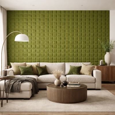 Пано за стена 3D XY-107|60 х 60см *7мм|Велур|самозалепване|маслиново-зелен цвят