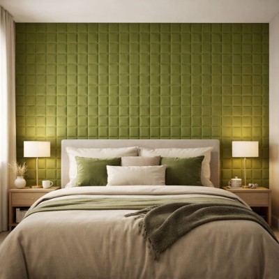 Пано за стена 3D XY-107|60 х 60см *7мм|Велур|самозалепване|маслиново-зелен цвят