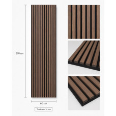 Акустичен стенен 3D панел Walnut 015| дърво| 270*60см*14мм