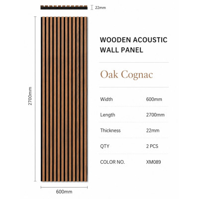 Акустичен стенен 3D панел Oak Cognac XM089| дърво| 270*60см*24мм Акустичен стенен 3D панел Oak Cognac XM089| дърво| 270*60см*24мм