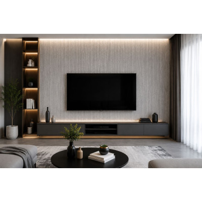 Самозалепващ 3D pvc стенен панел CC3002| Травертин Cement grey| 300x60см ролков