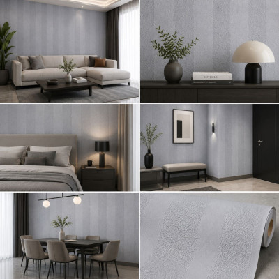 Самозалепващ 3D pvc стенен панел CC2002| Травертин Cement Grey| 300x60см ролков
