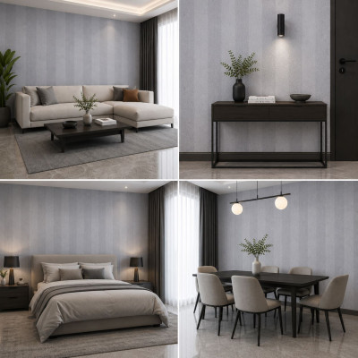 Самозалепващ 3D pvc стенен панел CC2002| Травертин Cement Grey| 300x60см ролков
