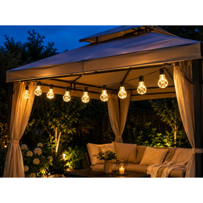 Соларни ретро led крушки 10 броя|3.8м кабел|различни режими на светене Соларни ретро led крушки 10 броя|3.8м кабел|различни режими на светене