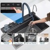 Кухненска мивка с термостат 75*46см Мулти 2, Black Nano, LED